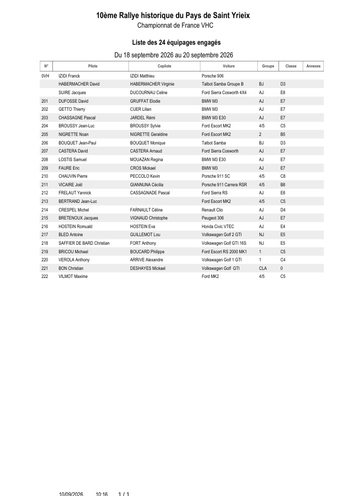 Liste engages VHC